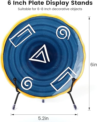 Miniatura 3 de Fasunry Paquete de 6 soportes de exhibición de platos mejorados, soportes antideslizantes de hierro de 6 pulgadas, soportes de exhibición de libros,