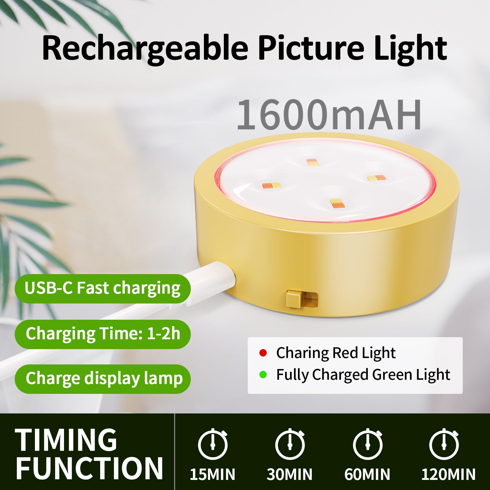 Tututry Luci per quadri da parete, ricaricabili a batteria, senza fili, magnetiche, con telecomando, dimmerabile e timer, luci decorative da parete con 3 modalità di illuminazione per esposizione