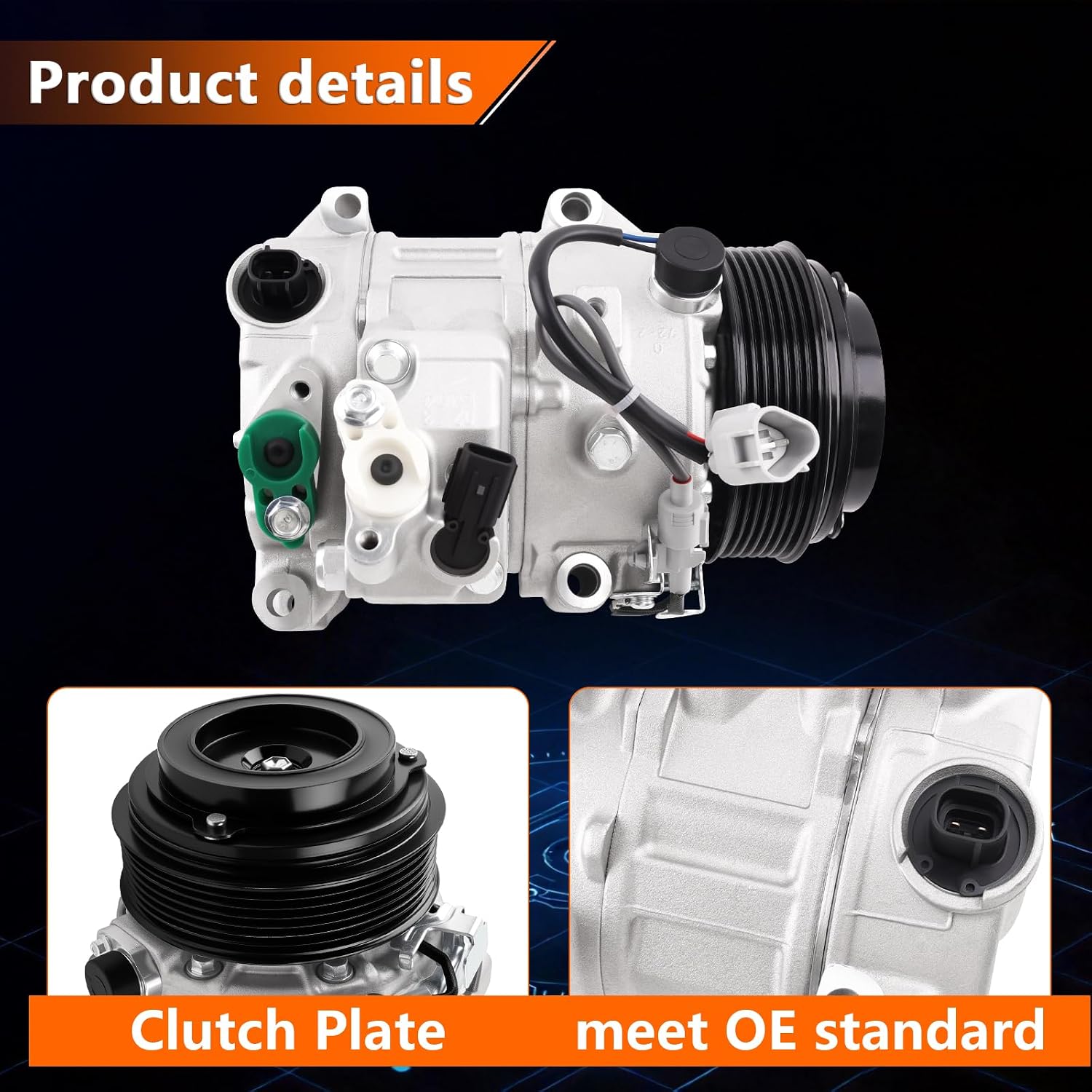 Air Conditioner AC Compressor with A/C Clutch Compatible with 2010-2018 ES350 RX350 RX450H & 2012-2018 Camry Avalon & 2011-2016 Sienna Highlander 3.5L Replace 8832006160