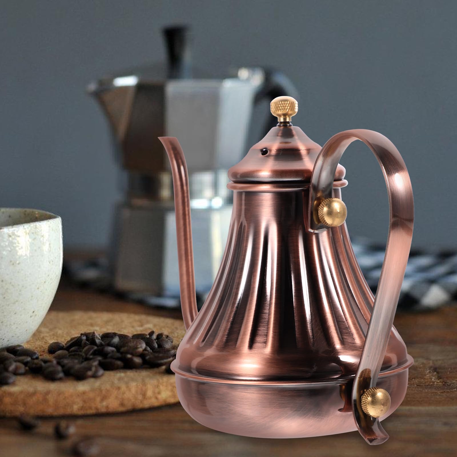 Tetera de Acero Inoxidable Boquilla Larga y Tapa para Café