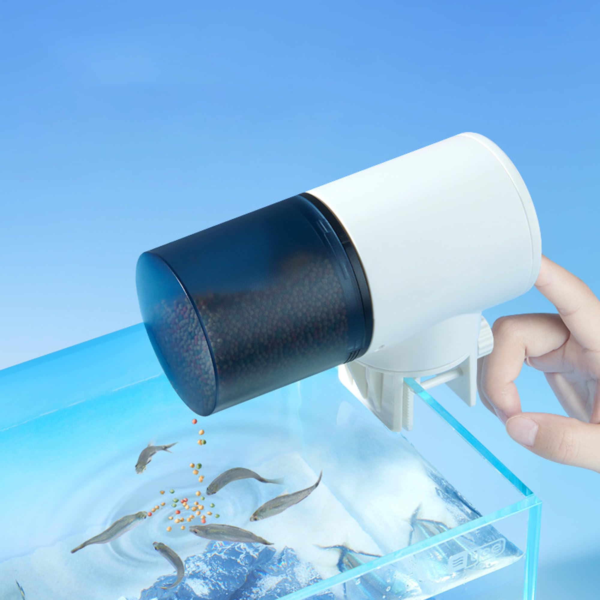 Futterautomat Aquarium, Fisch Futterautomaten für Aquarium, 200ML Groß Kapazität Fischfutter Feeder, Futterspender mit Timer, Automatischer Fischfutterspender, 360° Rotatable Feeder