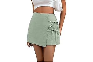 Breezy Leaf Mint Green Linen-Blend Summer Wrap Skort