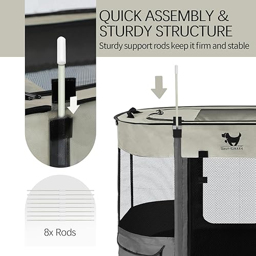 Miniatura 4 de Rest-Eazzzy Corralito para Perros, Corralito Plegable para Gatitos para Perros Medianos, Corralito Portátil para Mascotas con Cubierta de Sombra