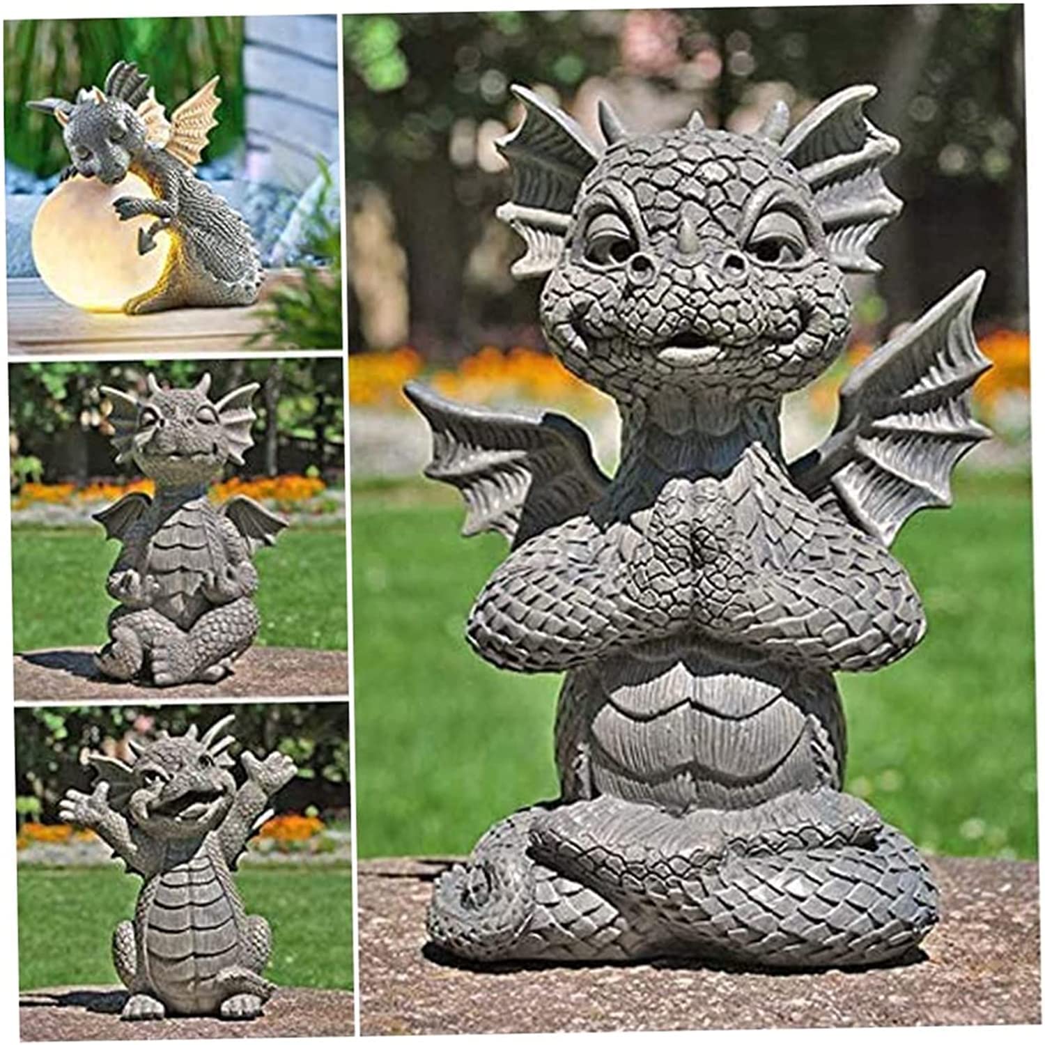 Statua Drago In Resina Per Giardino - Decorazione Interni Ed Esterni, 11x9x5.5cm, Hand Painted - Foto 12