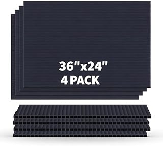 Black Corrugated Plastic Sheets, Thick Blank Poster Board 24x36, Double-Sided Coroplast Yard Signs for Garage Sale, Yard Sale, Warning, Party Decor & Crafts, 4 Pack