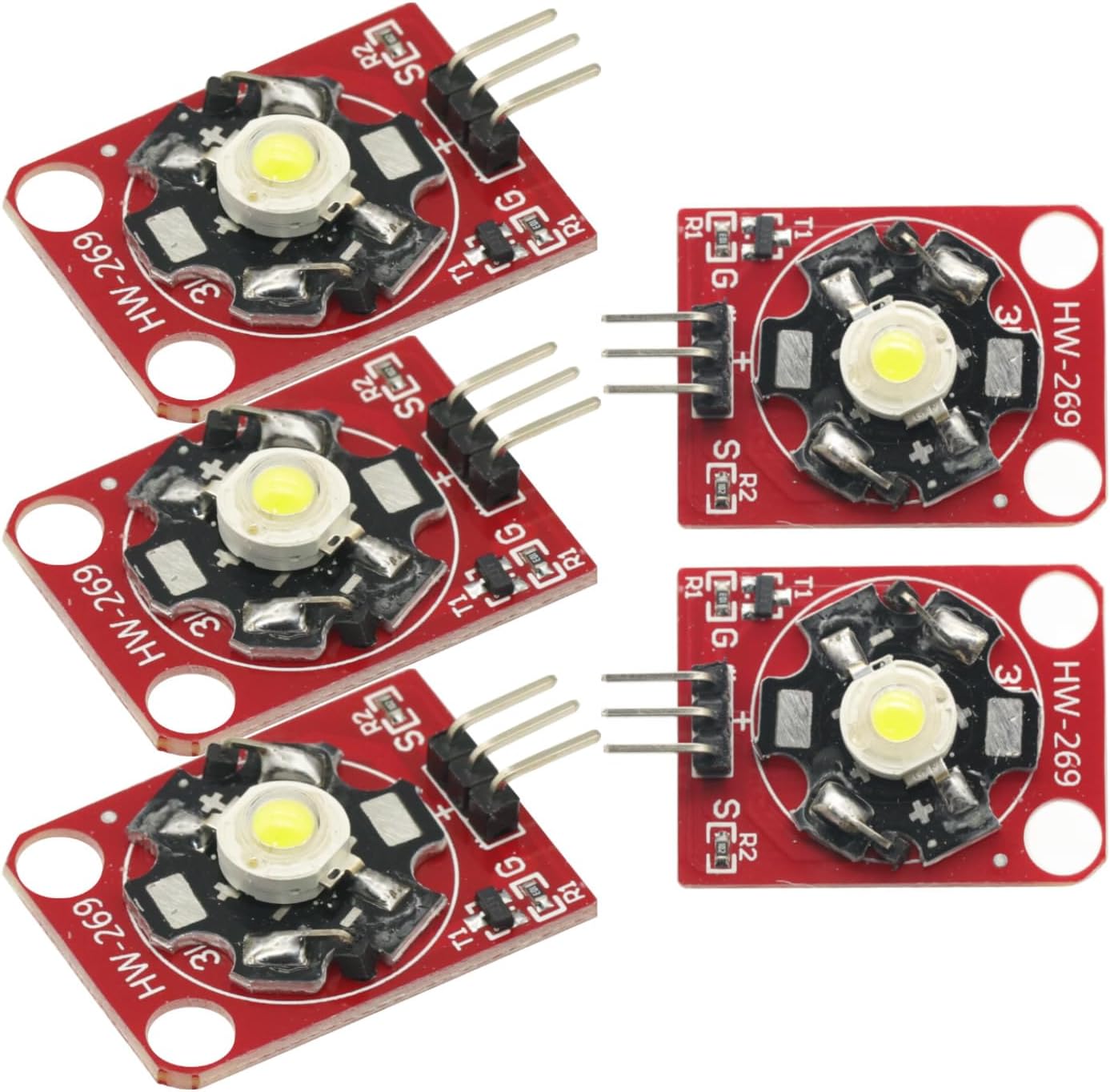 Amazon.com: 5Pcs 3W High-Power White LED Module with PCB Chassis for ...