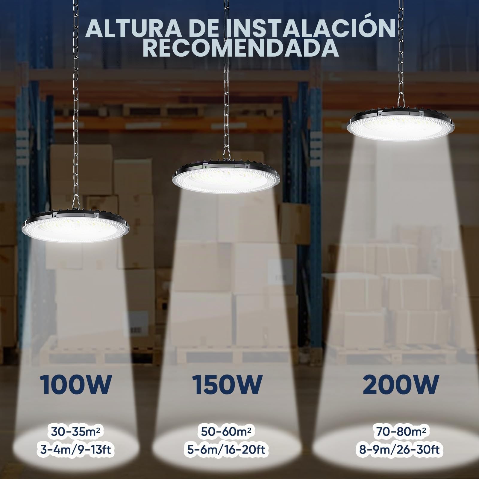 6 pack 100W UFO LED lámpara de taller, de alta luz de la bahía 15000LM, 6000K