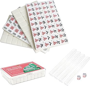 Mini Chinese Mahjong for Travel,144 Pcs Beige Mahjong Tile Set Cute,Portable Travel Mahjong Game for Beginners,Enthusiasts,Outdoor Fun|Complete Mahjong Game Set