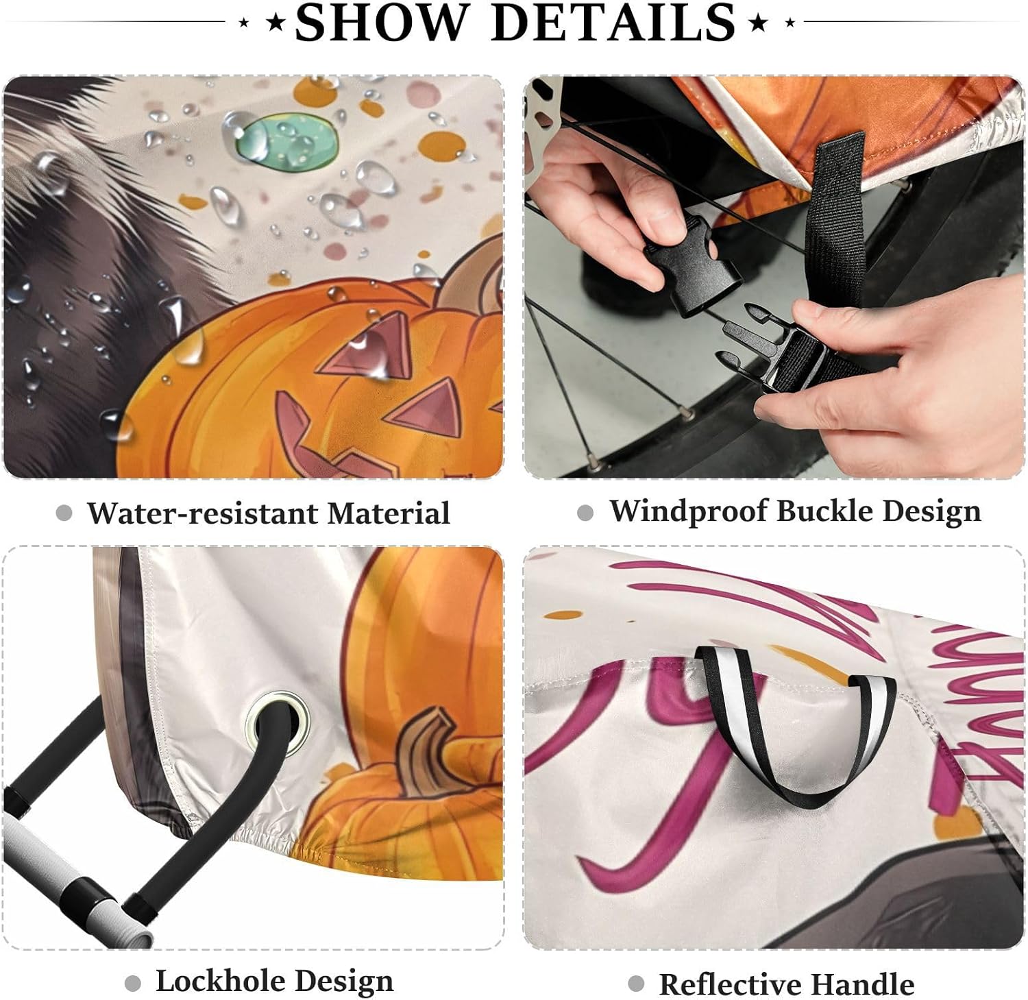 ALAZA Witch Cat Pumpkin Bike Cover Waterproof Outdoor Ebike Bicycle Covers Tarp Protection for 1/2 Bikes, Sun UV Dust Wind Proof