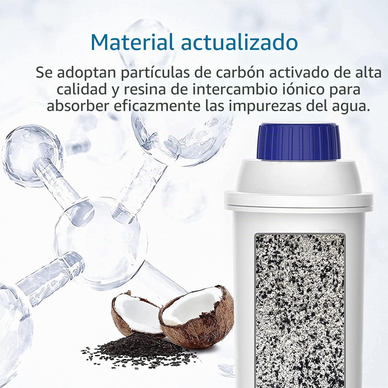 2 Piezas Filtro de Agua Cafetera para Compatible con ECAM, ESAM, ETAM, BCO Serie Filtro de Cafetera de Carbón Activado para DLS C002