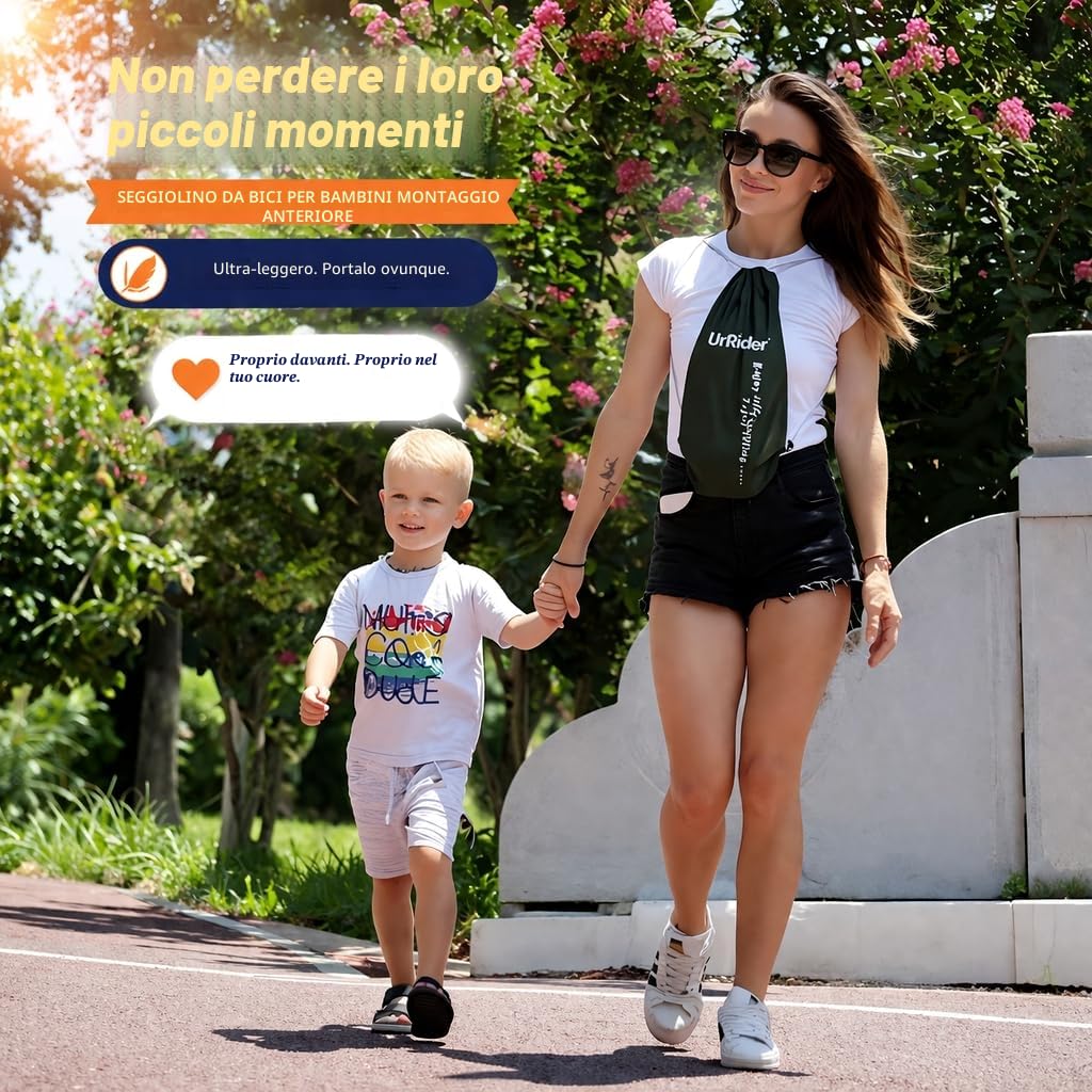 UrRider Seggiolino Bici Anteriore per Bambini, Pieghevole e Portatile, Montaggio Rapido, Adatto per Mountain Bike, Bici da Donna e Bici Pieghevoli