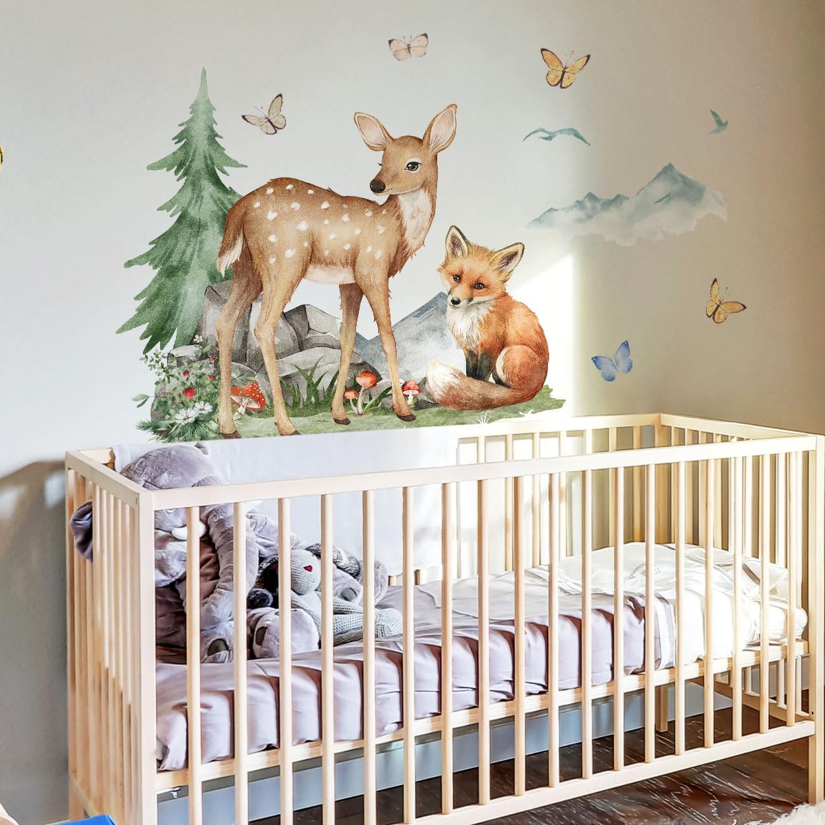 Forest Animal Wall Decals - Peel and Stick Nursery Decor for Kids Room, Playroom & Classroom，Removable Fox, Deer, Bunny & Owl Stickers，Waterproof Cartoon Animal Wall. - Image 4
