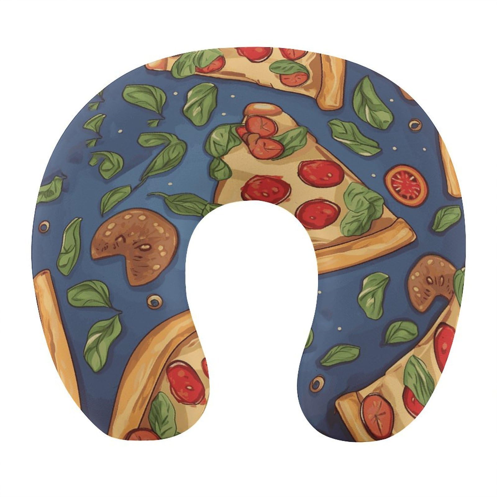 FekiLoot Pizza Travel Pillow,U Shaped Office Napping Pillow Support Neck and Head Comfortable Travel Neck Pillow U Shape Sleeping Essentials for Long Haul Flights