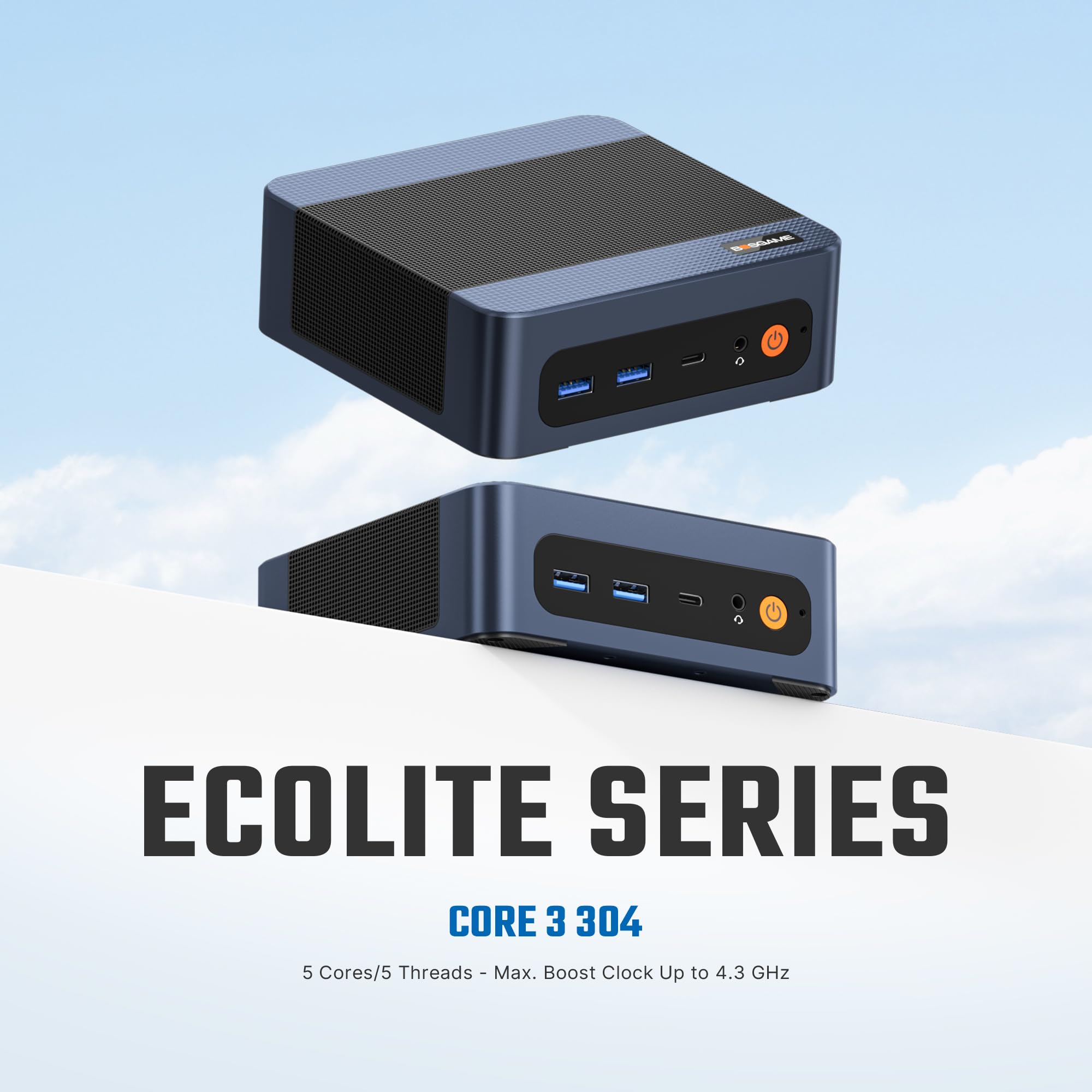 BOSGAME E6 ECO Mini-PC Core 3 304 (bis zu 4,3 GHz) 12GB LPDDR5X 512GB SSD | mini pc Windows 11 , 4K Triple Display, WiFi7, BT 5.4, Dual LAN, kompakter Mini Desktop PC für Büro, Home Office, Familie