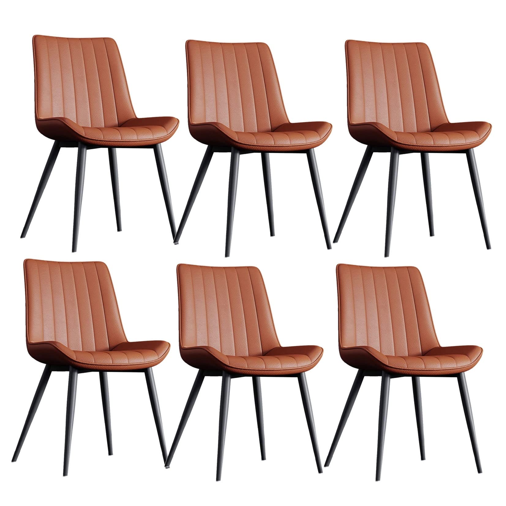 Set of 6 Waterproof PU Leather Kitchen Dining Chairs - Stylish Fur Chairs with Metal Legs for Living Room Dining Room and Counter Use