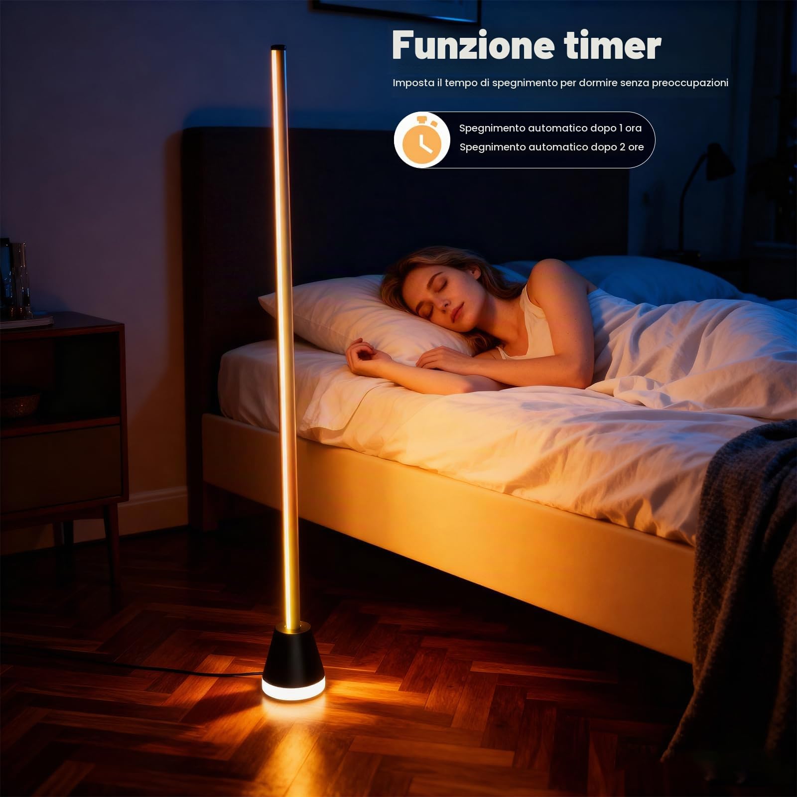 LQWELL Lampada da pavimento a LED RGBIC dimmerabile, lampada angolare intelligente da 150 cm con telecomando, APP, 16 milioni di colori, modalità musicale fai da te, funzione di temporizzazione