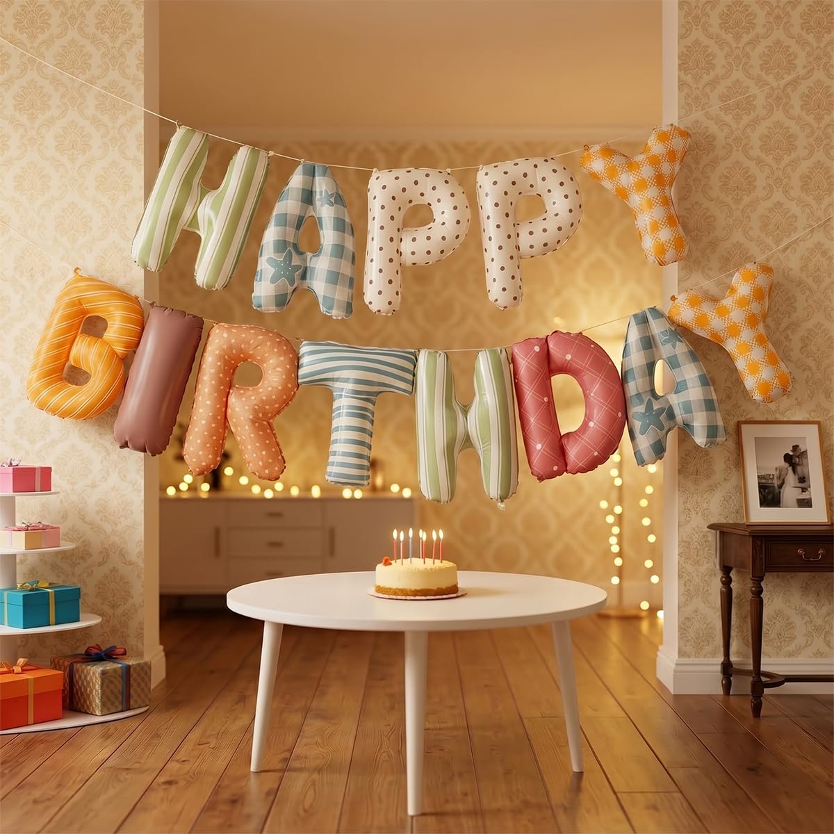 Colorful Birthday Banner Balloons - Happy Birthday Decor -2 Colorful Birthday Banner Balloons - Happy Birthday Decor -2
