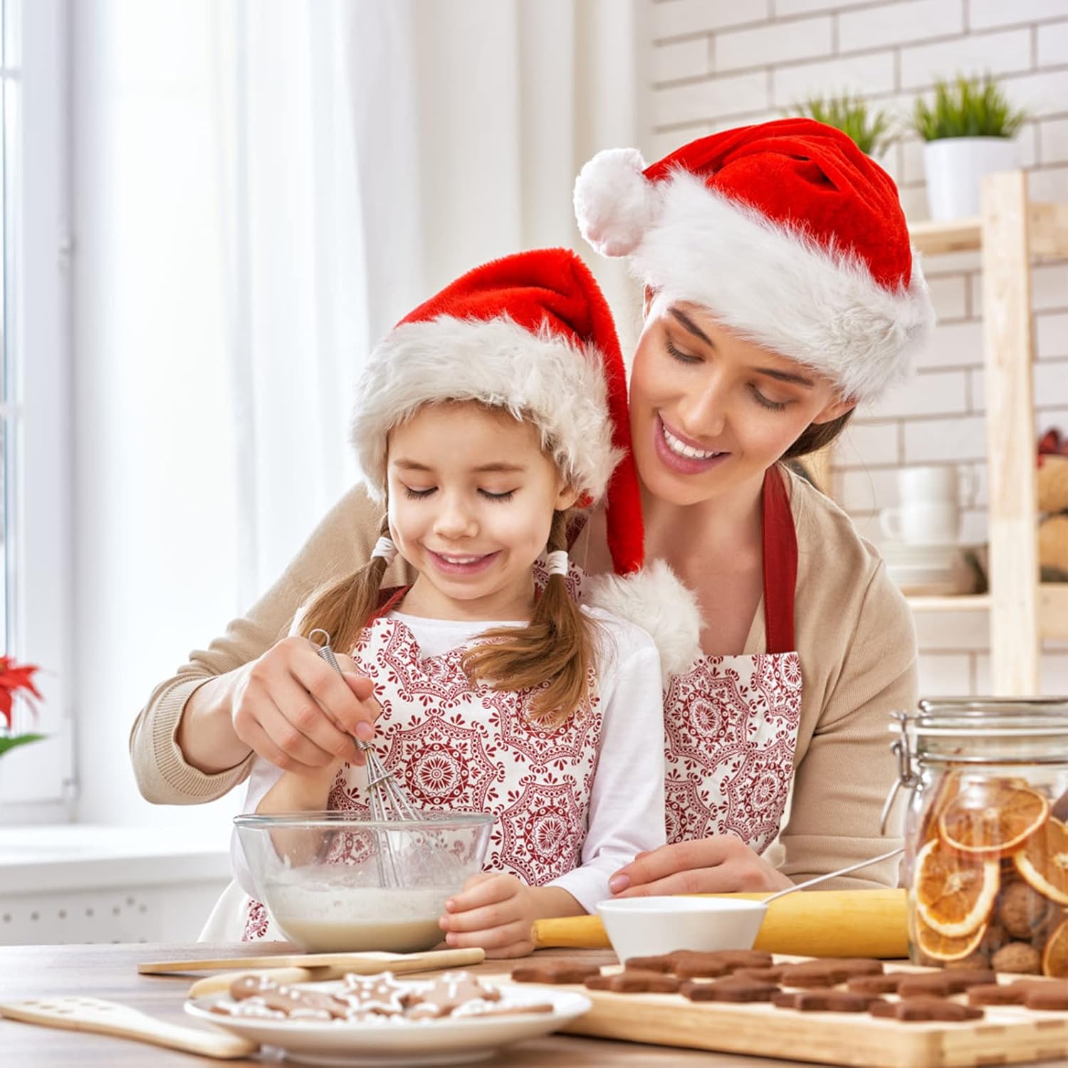 Santa Hat, Unisex Velvet Comfort Xmas Hat for Adults,Christmas Hats for Christmas New Year Festive Holiday Party Supplies - Image 4