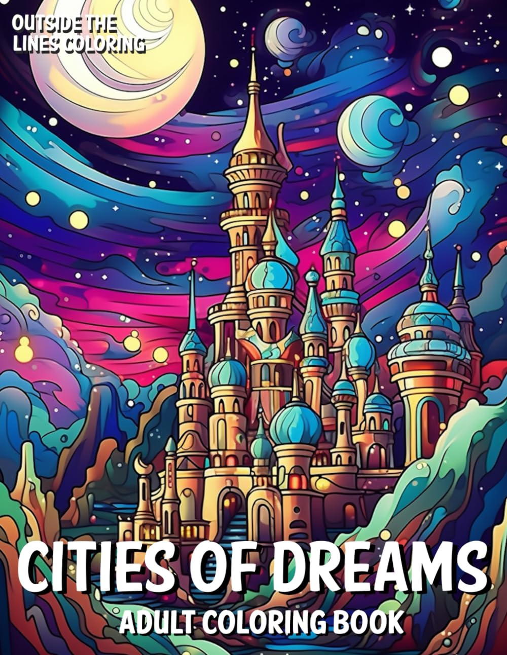 Cities of Dreams Adult Coloring Book: 50 Fun and Unique Drawings of Imaginative Fantasy Cities for Adults and Teens to Color (Fun, Relaxing and ... for Adults by Outside The Lines Coloring)