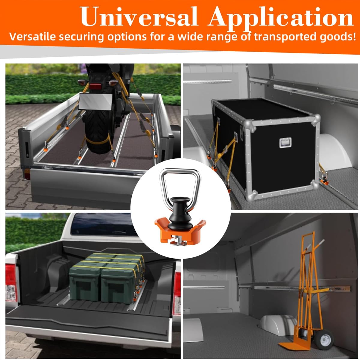 Paquete de 4 Conectores Individuales para rieles de avión, Accesorios para Barras de avión, Accesorio Ideal para amarrar y Transportar de Forma Segura, 1000 kg/Dan — view 6