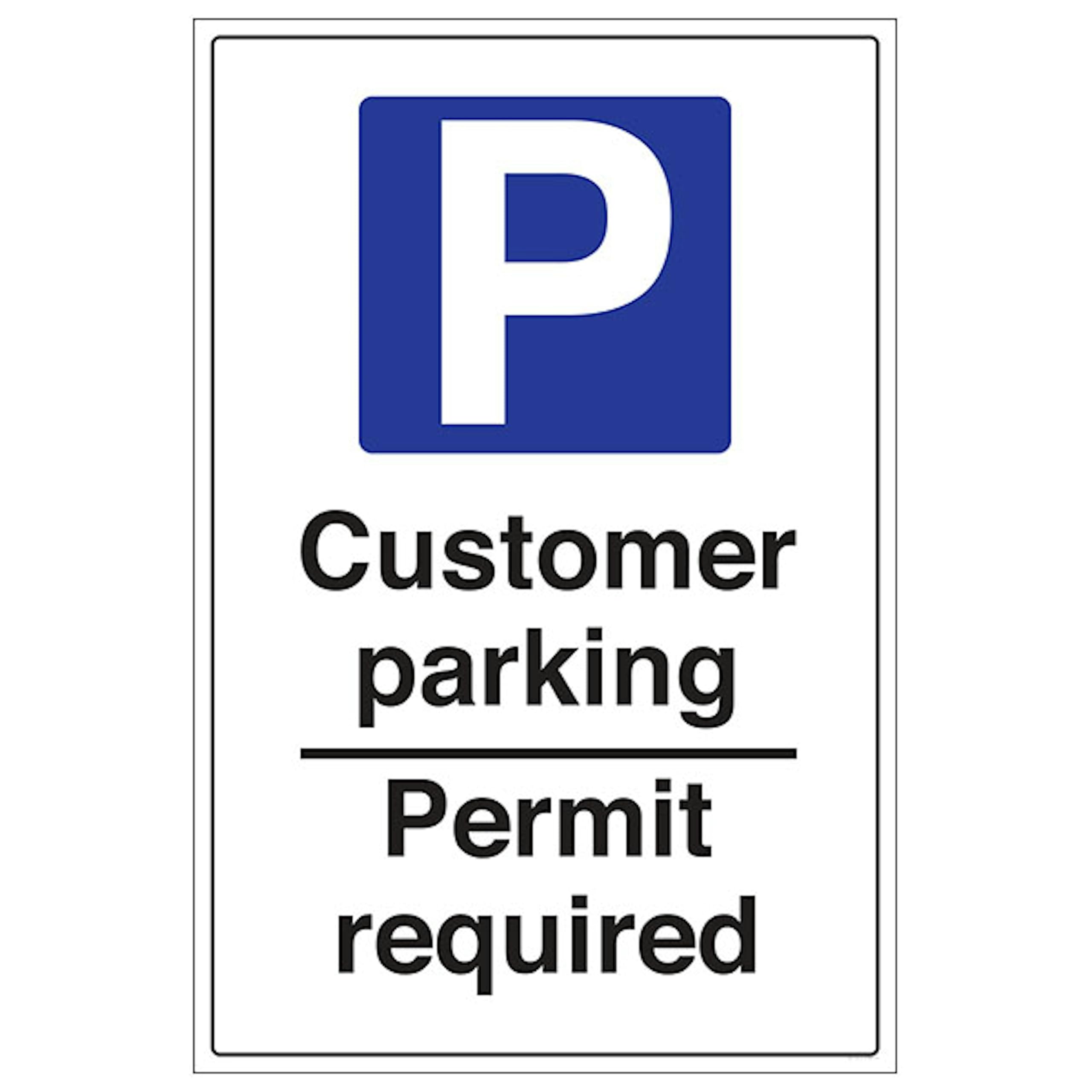 V Safety Customer Parking Permit Required - Portrait 400 x 600 mm - 3mm Reflective Aluminium Composite Safety Sign