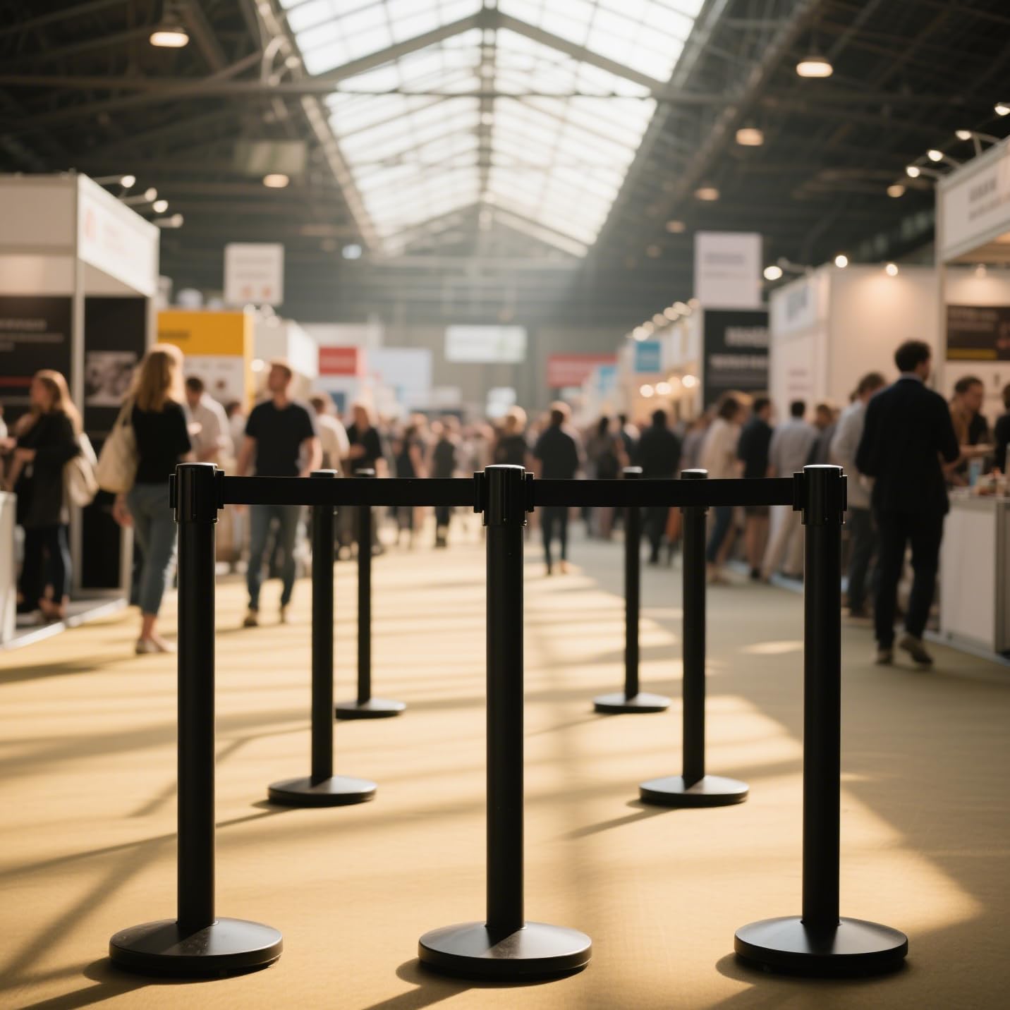 Stanchions with Retractable Belts, 6 Pieces Crowd Control Barrier, Stanchion Posts Set with 6.6 ft/2 m Retractable Belt Barrier Used for Theaters, Parties, Wedding, Exhibition