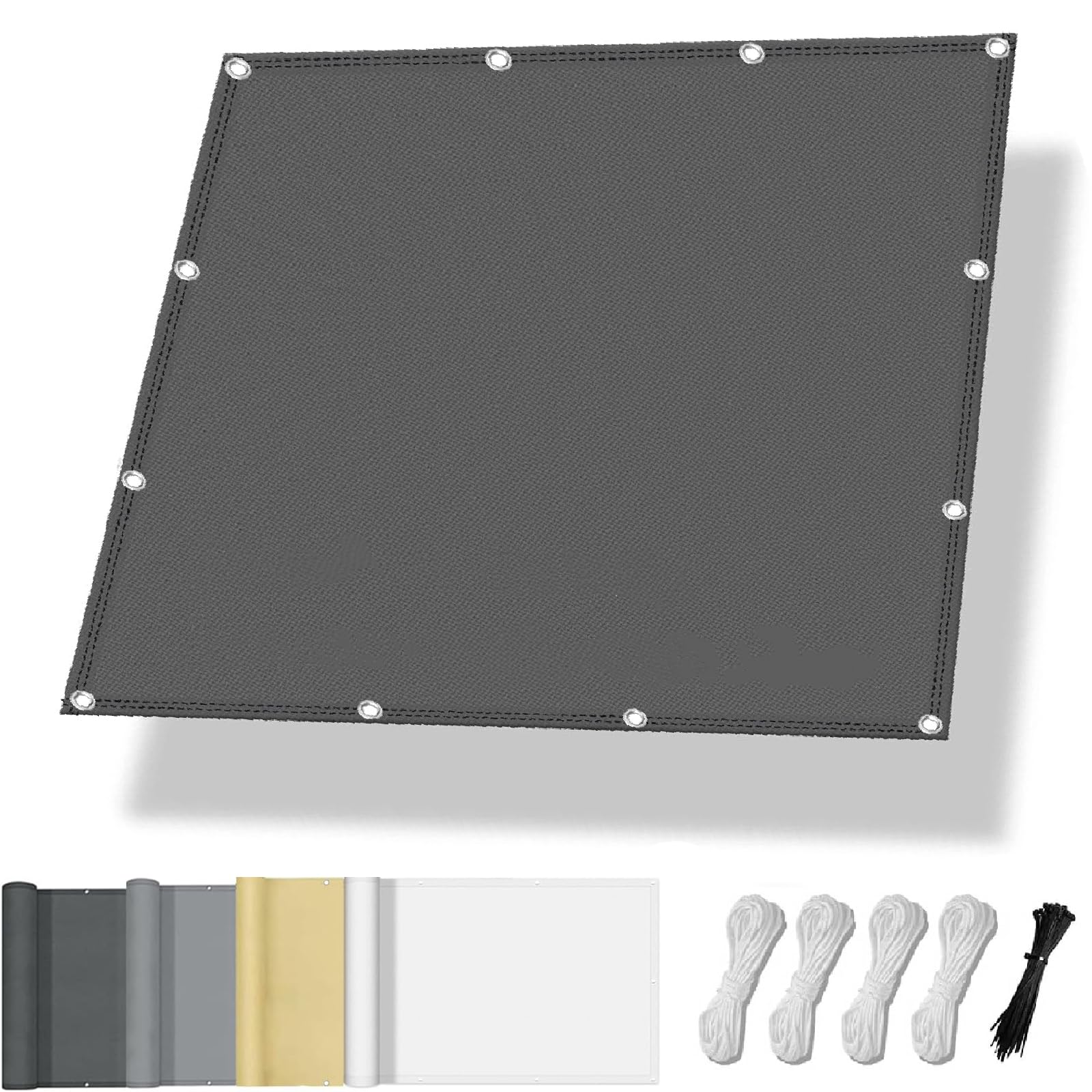 Voile d’ombrage Rectangulaire 2.8x3m Toile D'ombrage Imperméable Bâche Ombrage Polyester 95% Protection UV Solaire pour Jardin Balcon Terrasse Pergola avec Oeillets et Cordons, Gris Foncé