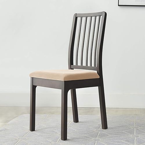 Miniatura 9 de Fundas de asiento para comedor, funda de terciopelo suave para silla de comedor con correas, fundas de asiento lavables (6, azul)