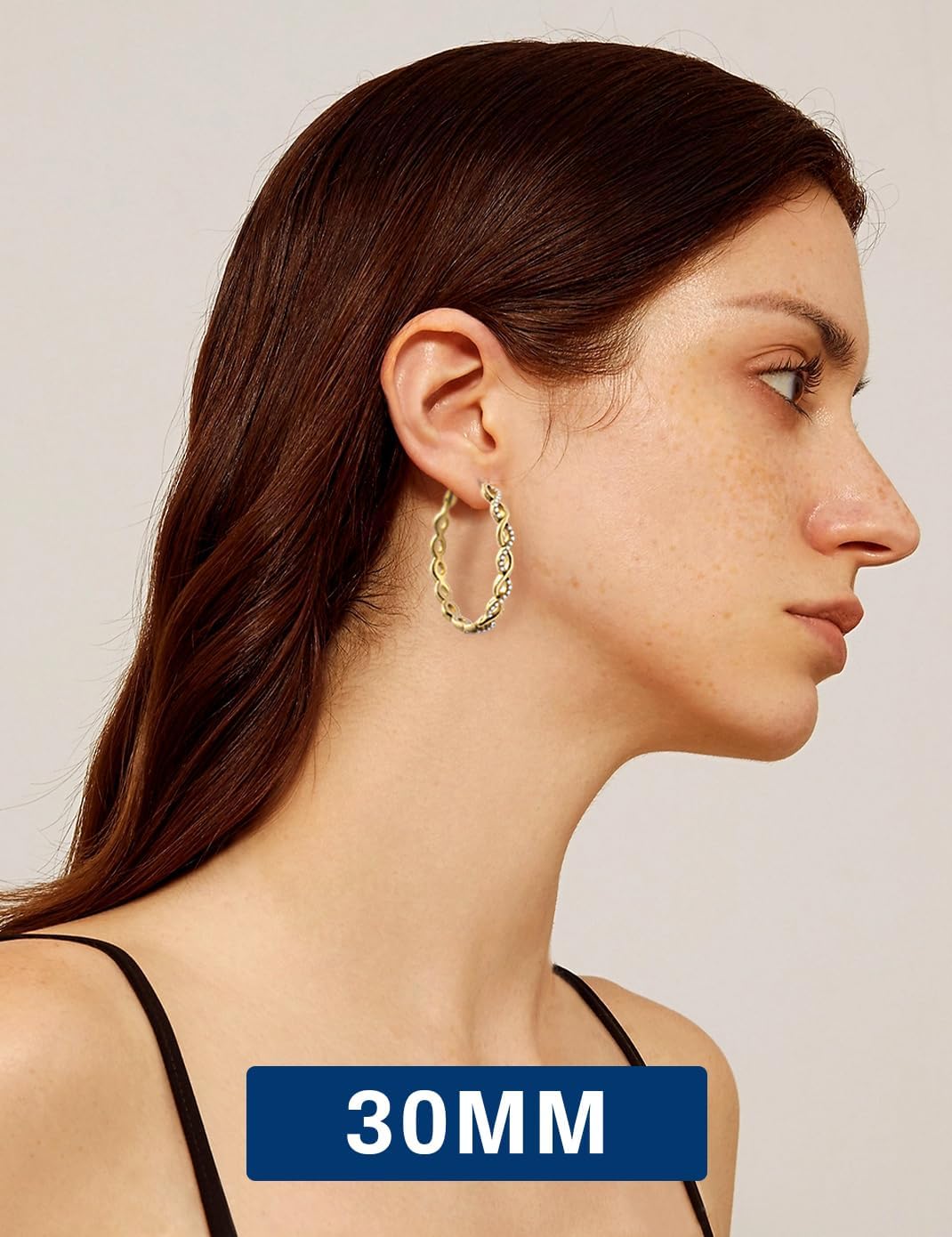 RINEY&KY Large Moissanite Hoop Earrings for Women Thin 18k White Gold Plated Lab Diamond Hoop Earrings Sterling Silver Hypoallergenic VVS D Certified Moissanite Earrings - Image 4