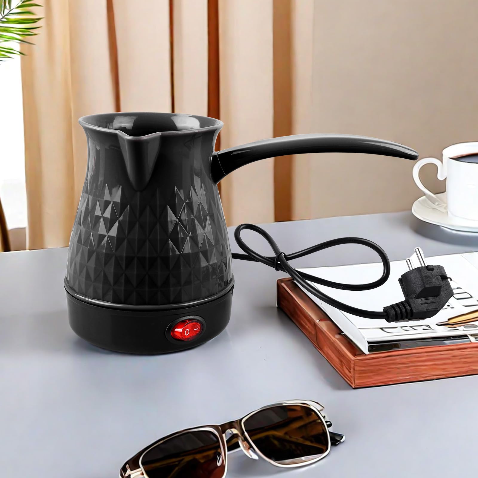 BORDEAG Caffettiera elettrica da 500 ml, macchina da caffè turco, 600 W, 220 V, a induzione, caffettiera turca, per la casa, caffettiera turca