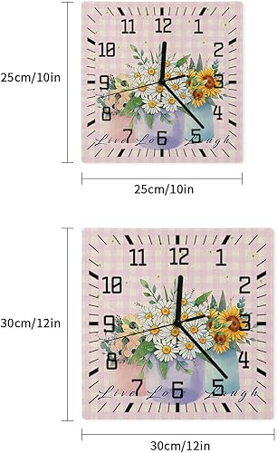 Miniatura 10 de Reloj de pared de madera, reloj de pared de madera con plantas de verano, lavanda, vintage, 10 pulgadas, silencioso, sin tictac, reloj de pared de