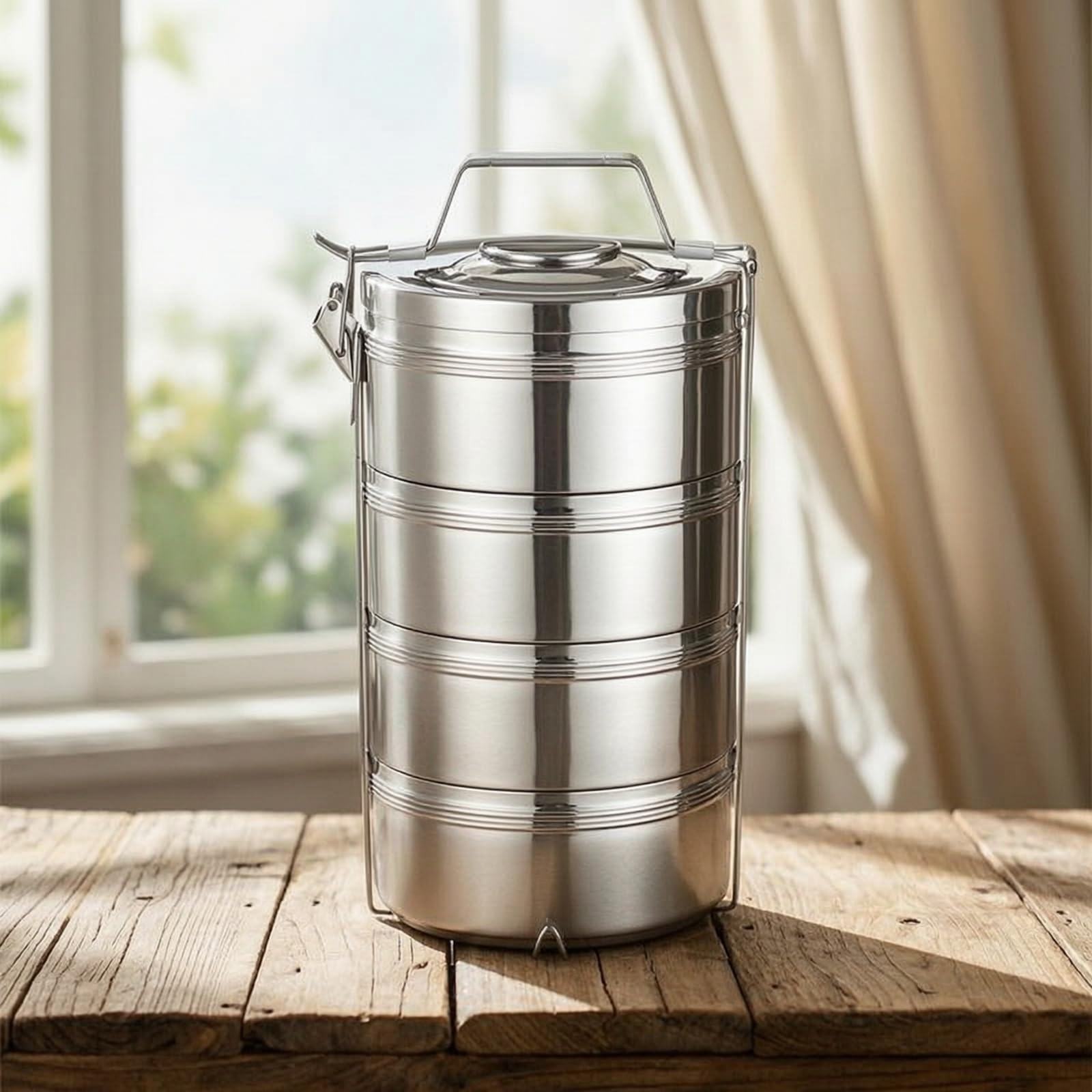 Baoblaze Contenitore Termico Pranzo Portavivande Bento Porta Alimenti Acciaio Inox con Compartimenti da 8cm E Impilamento Stabile Adatto per Ufficio Scuola Picnic Viaggio Campeggio