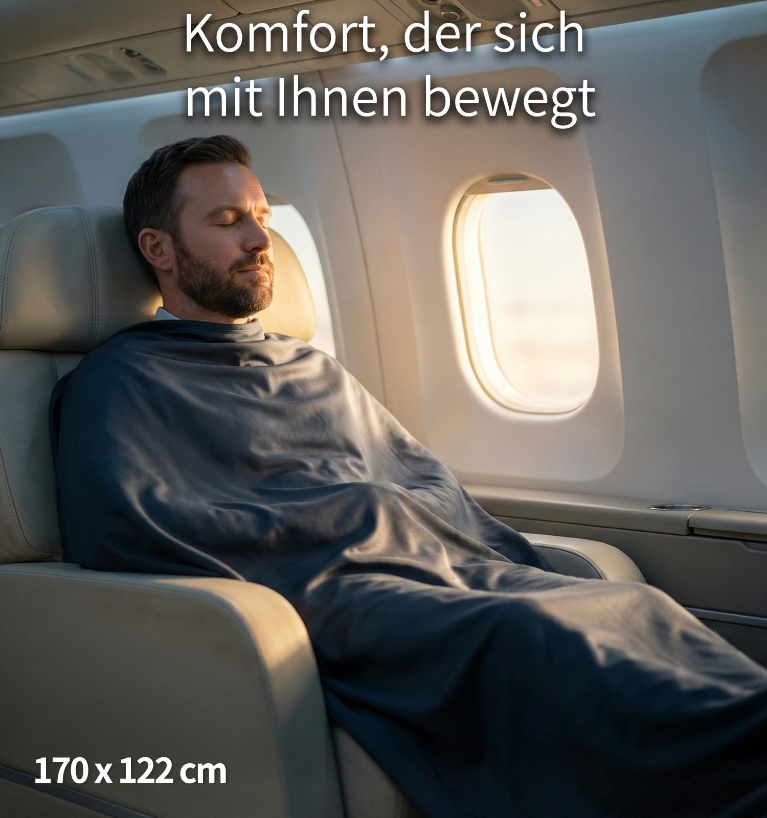 Litume Reisedecke, leicht und atmungsaktiv, 170 x 122 cm, weiche Flugzeug-Flugdecke für Reisende, faltbar, Campingdecke mit Packsack für Zug, Camping, Backapcking, Büro, Zuhause