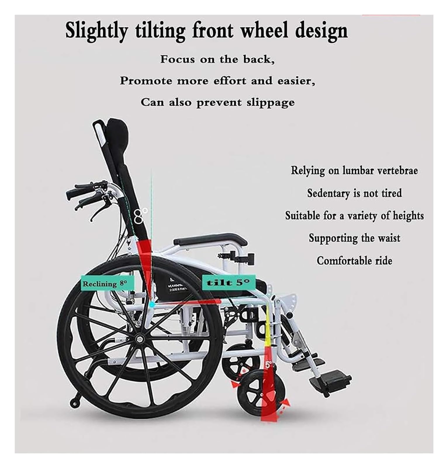 Silla de Ruedas de Viaje，Andadera Adulto， Silla de Ruedas Ligera y Plegable de Transporte con reposacabezas y Respaldo reclinable