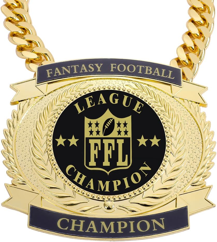 ファンタジーフットボールベルトメダル、チャンピオンシップチェーントロフィー賞受賞トロフィー、7-3/4インチ x 7インチ ラージチ