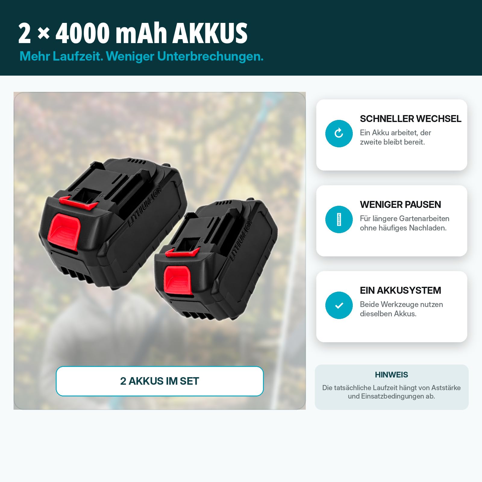 4-in-1 Akku-Hochentaster mit Teleskopstange