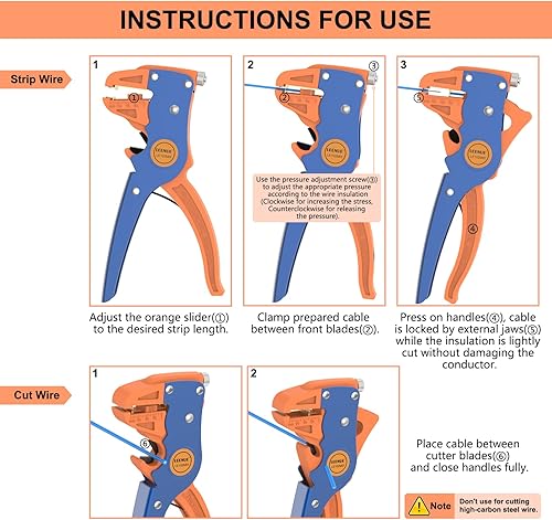 Miniatura 7 de Pelacables y cortador automático, herramienta pelacables 2 en 1, herramienta de pelado de cables eléctricos ajustable para reparación electrónica y