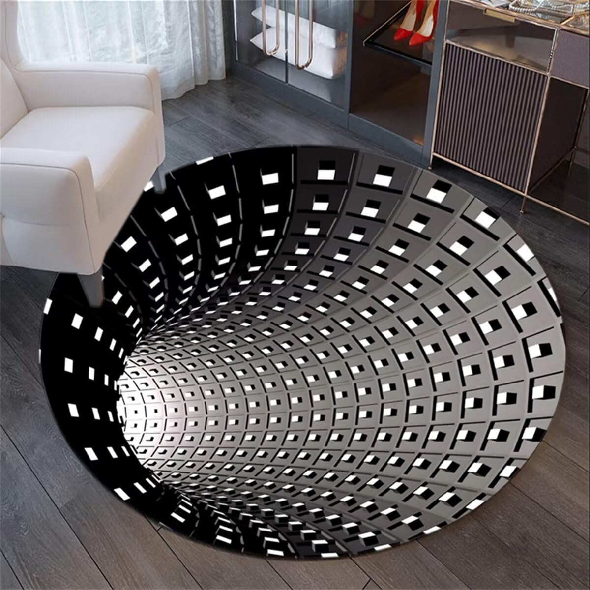 Tapis de porte 3D noir et blanc pour sublimer votre salon
