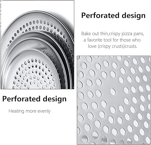 Miniatura 4 de Sartenes de pizza de acero inoxidable con agujeros,Bandeja de pizza,Placa de pizza redonda antiadherente,Bandeja para hornear Herramientas de pizza