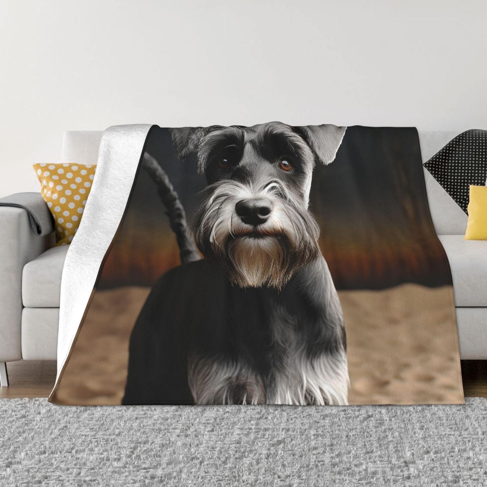 Plaid schnauzer en flanelle pour cocooner sur le canapé pendant les soirées fraîches