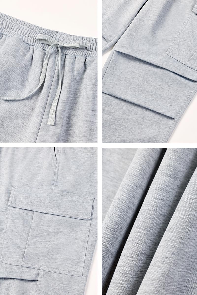 THWEI Mens Cargo Sweatpants Casual Parachute Cargo Pants Loose Fit Joggers with Pockets - Image 6