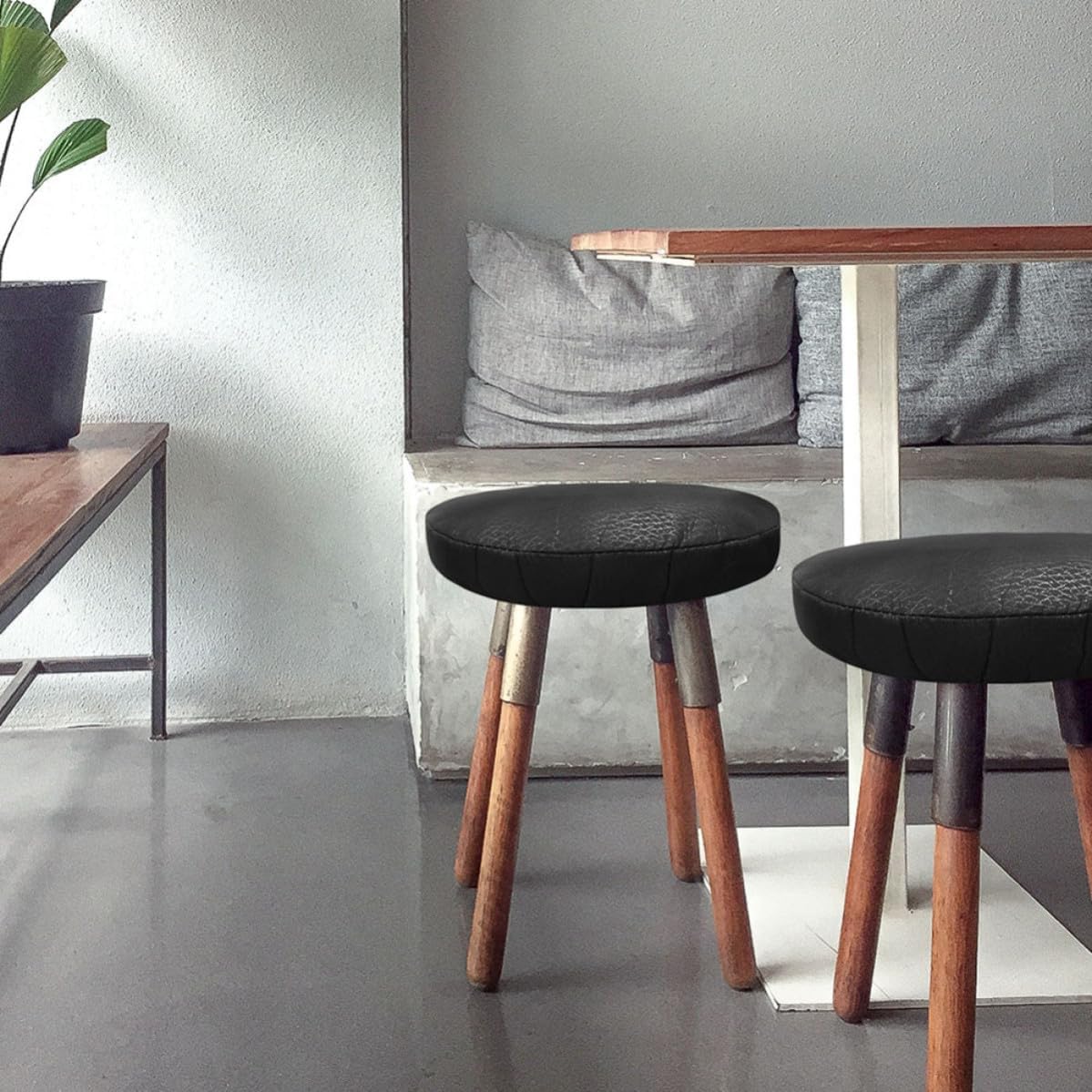 2pcs Black Round Stool Covers Made of Cotton with Wear-Resistant and Comfortable Touch Fabric, Elastic Fit for Office and Cafe Stools