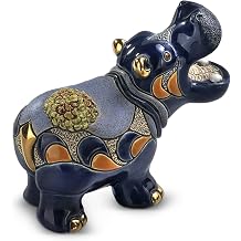 De Rosa Handmade Sculpted Ceramic Hippo Figurine Family Collection