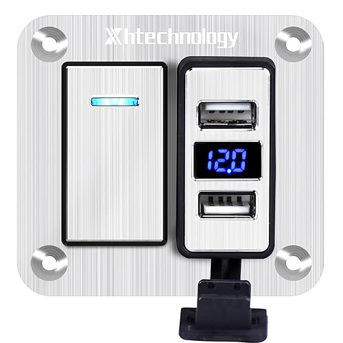 Vista 12 de Panel de interruptor basculante de aluminio de 8 bandas, panel de interruptor de 12 V/24 V, 3 pines de encendido/apagado, panel de interruptor