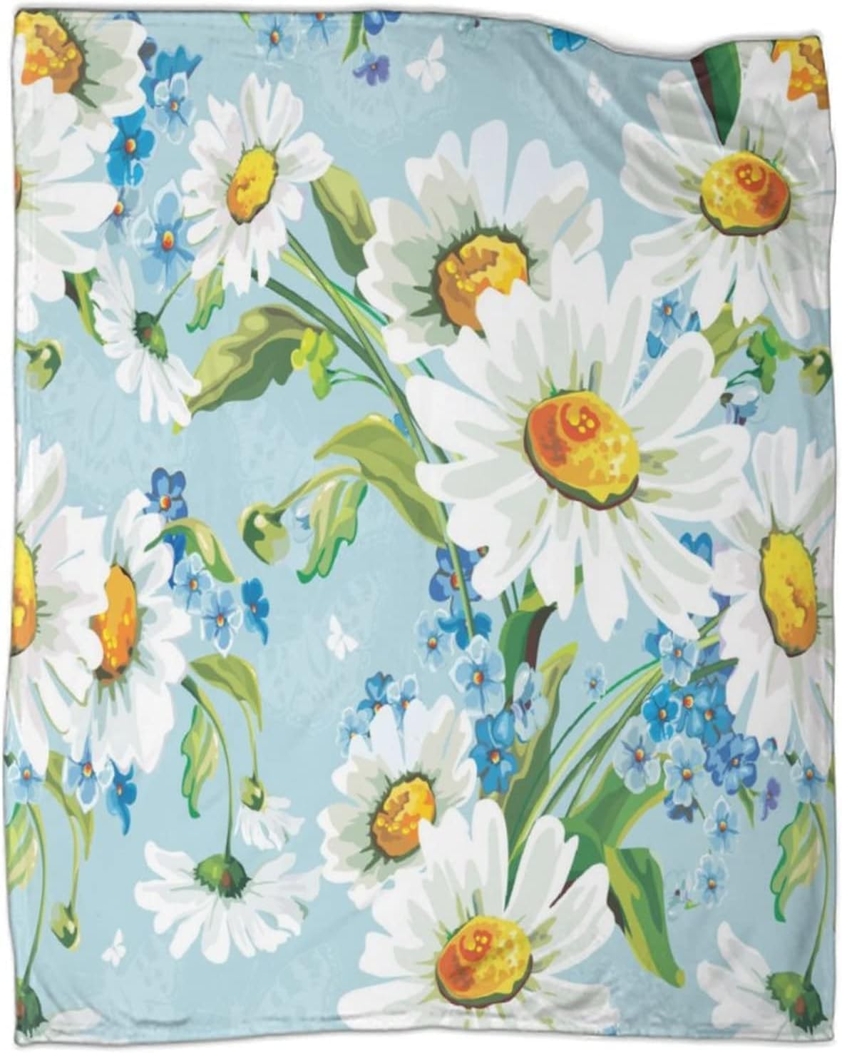 Couverture Polaire 180 x 220 cm Blanc, Plaid Polaire Fleurs Couverture 3D Imprimée Flanelle Blanket Literie 2 Personnes, Couvertures Doux et Chaude pour Canape Lit D353