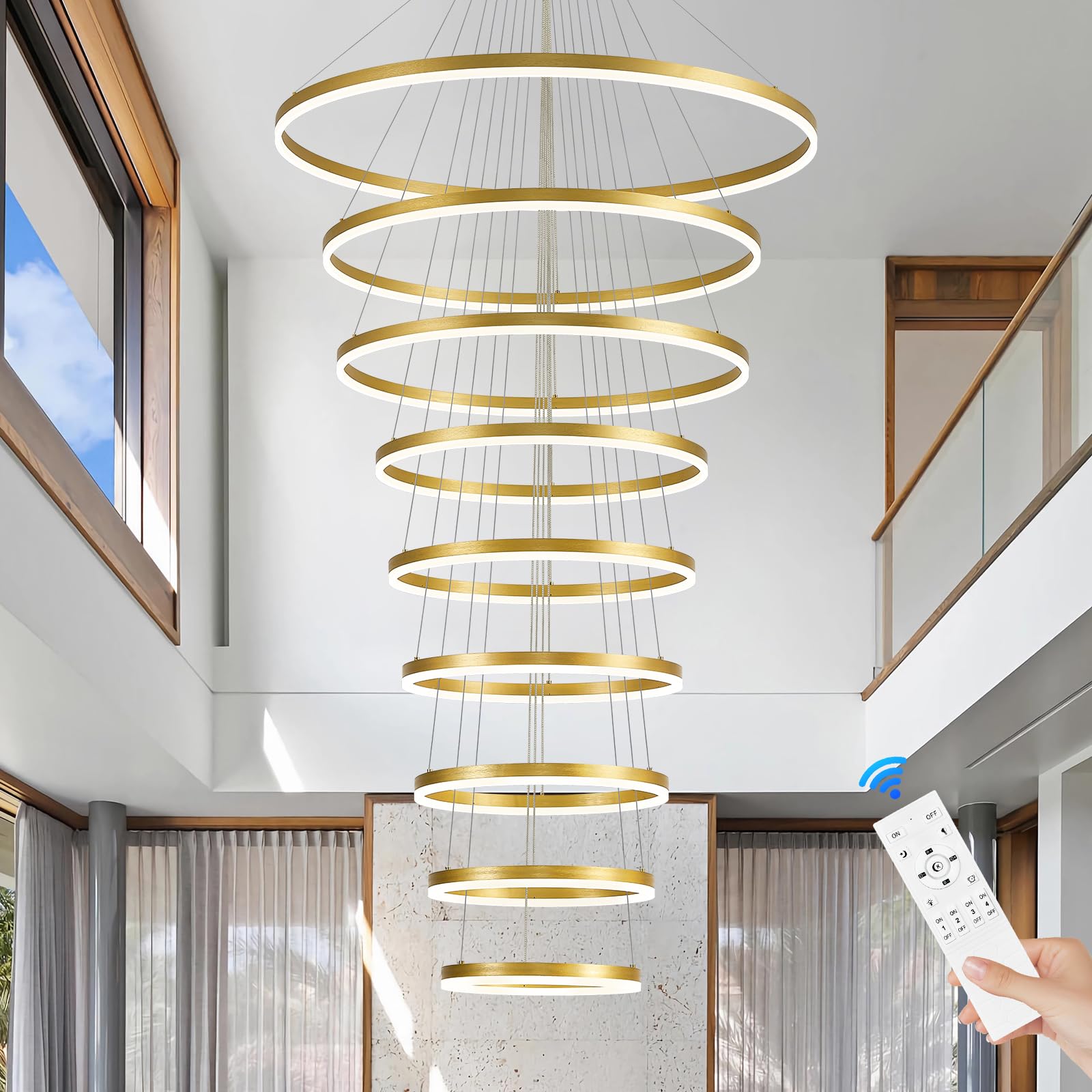 Photo 1 of Benkut 9 Ring LED Chandelier - Gold