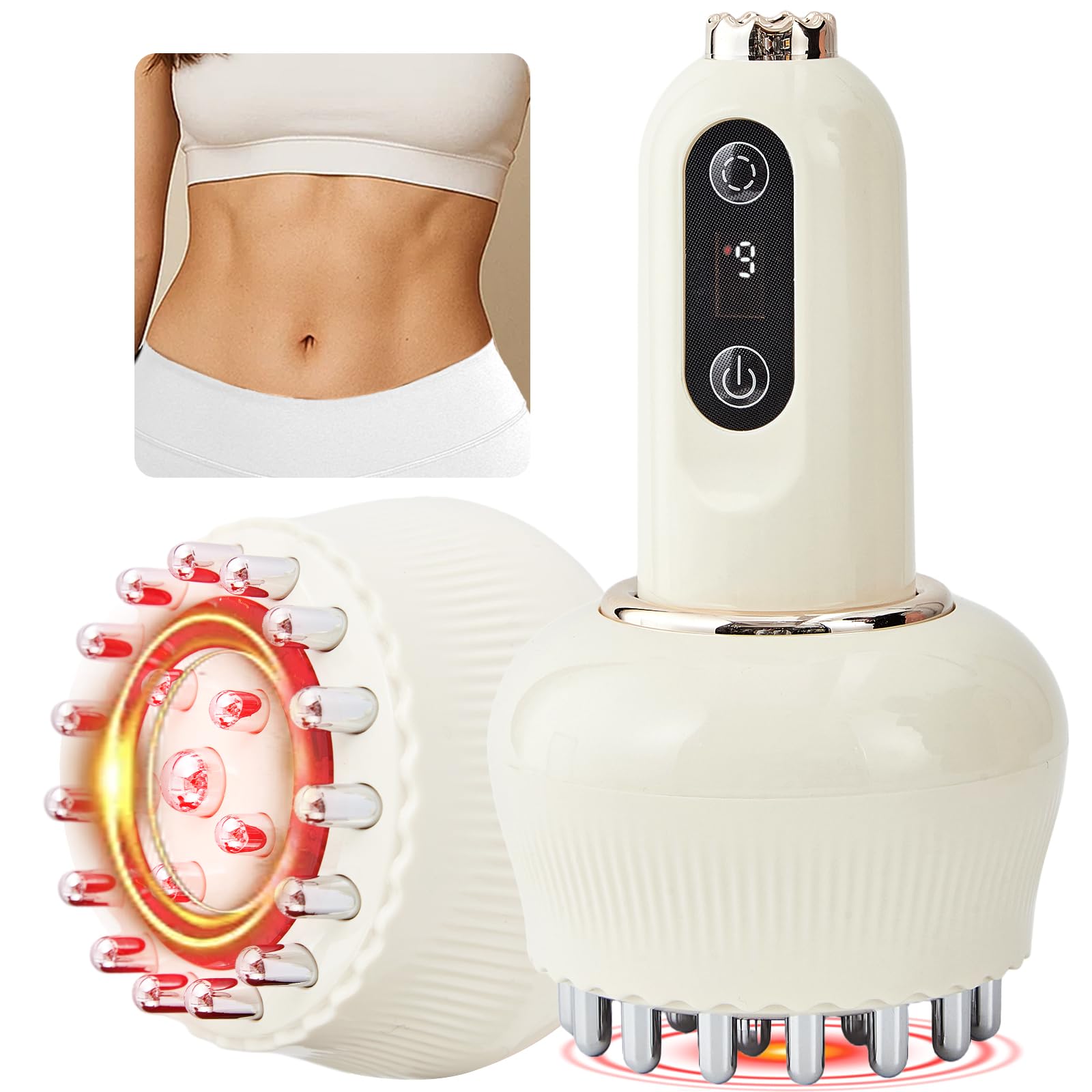 Yuonry Lymphatic Drainage Massager & Anti Cellulite Massage Tool, Helps Reduce Stretch Marks & Cellulite, for Legs, Arms & Belly, Body Sculpting Machine with Microcurrent, Light, Heat & Vibration