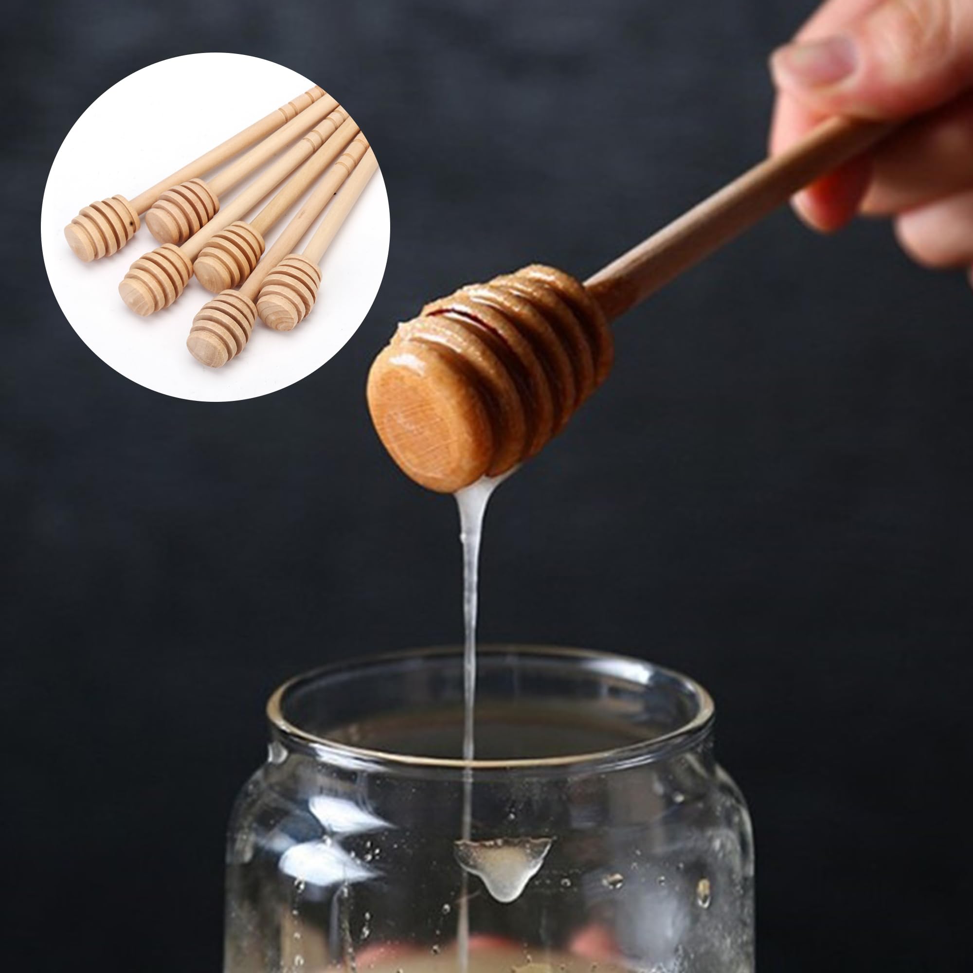 24Pcs Wooden Honey Dipper Sticks, Mini Honeycomb Stick Stirring Rod For Honey Jar Dispense Drizzle Honey And Wedding Party Gift(10.5cm - View #7