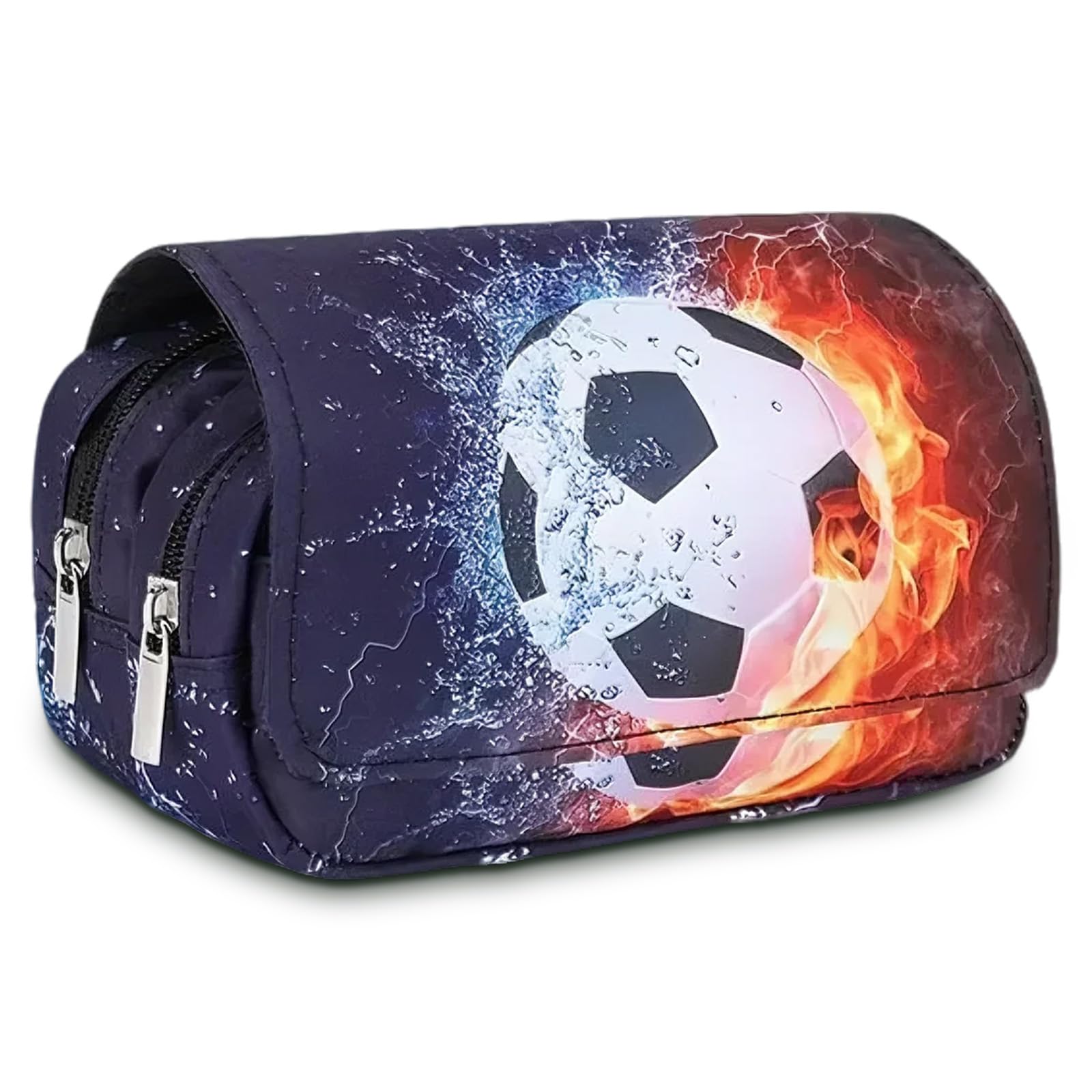 Nhemeylp Football Pencil Case, Cool Pencil Case for Kids, Durable Gamer Gifts, Spacious Lightweight with Multiple Pockets, Perfect for School, College, Travel