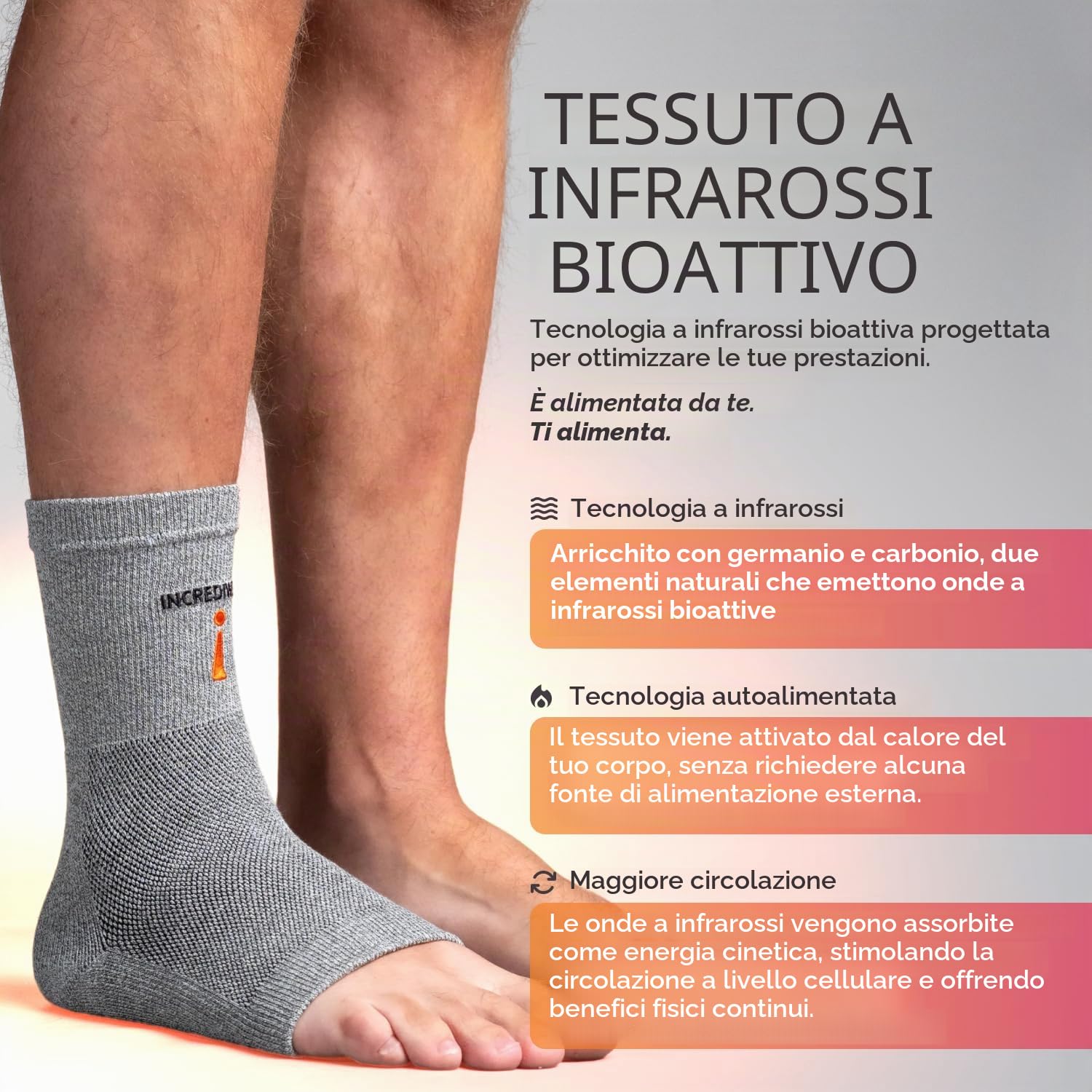 Incrediwear Cavigliera Antinfiammatoria non compressiva (XL, Grigio)